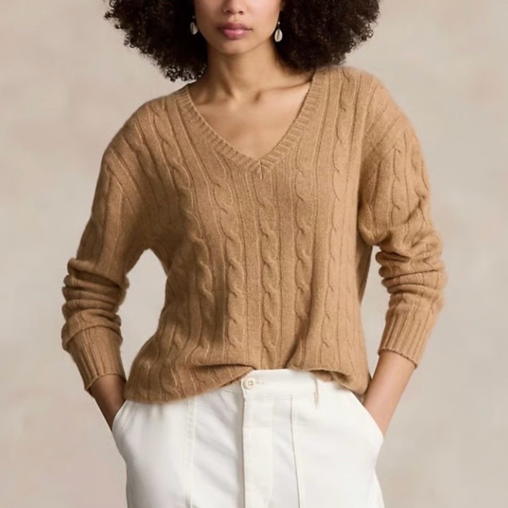 Ralph Lauren Tan V-Neck Sweater